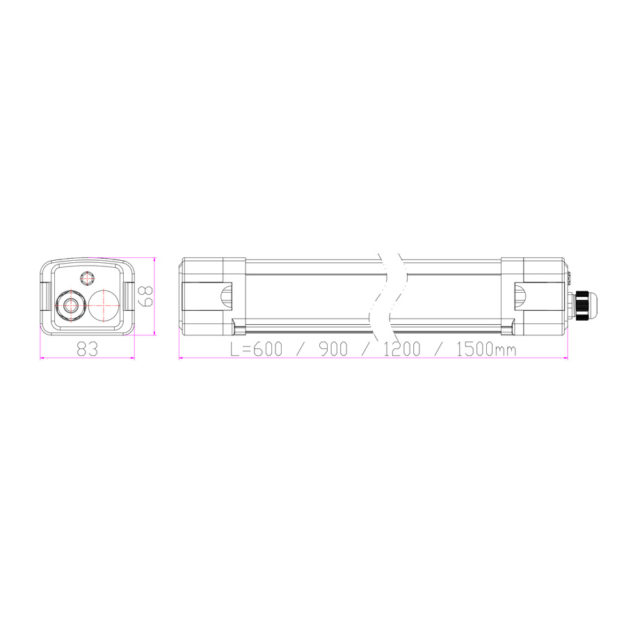 La structure étanche du boîtier de lumière LED tri-proof